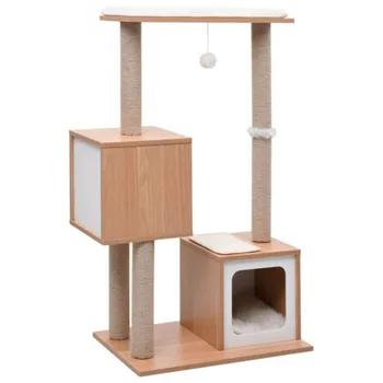 

Cat Tree with Sisal Scratching Mat 104cm Cat Jumping Toy Wood Kittens Pet House Playing Tree Tower Condo House Furniture Pet Toy