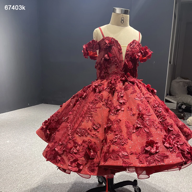 RSM67403K 2022 princess dress for girls princess preals lace flower red dress for girls party ball gown платье на выпускной сад 5