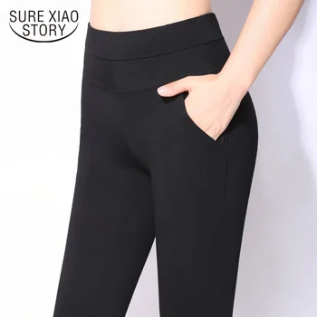 

Women Flare Pants High Waist Solid Autumn Spring 2019 New Plus Size Loose Leisure Wide Leg Pants Suit Trousers Straight 7077 50