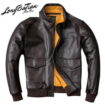 

Cow Bomber Real Jacket Men Clothes 2020 New Vintage Genuine Leather Jackets Plus Size XXXXL Coat Jaqueta De Couro ZL404