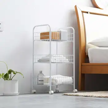 

New 2/3 Tier Simple Storage Organizer Rack Bedroom Bathroom Kitchen Shelf Metal Rolling Trolley Cart Storage Holder Basket Books