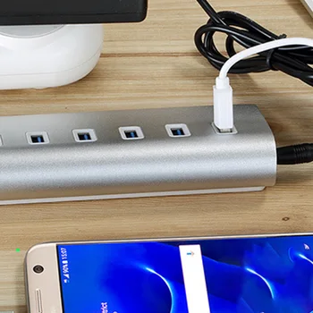 

Charging 7 Port Extender USB Hub High Speed Universal 5V 1A Home Office Aluminum Alloy Power Adapter Splitter Data Transmission