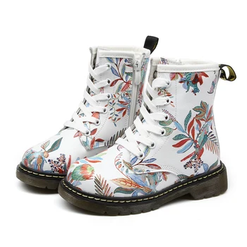 

Girls Martin Boots 2019 Autumn Winter Boys Shoes Print Kids Sheepskin Boots Waterproof Girls Ankle Sneakers Fashion Velvet Boots