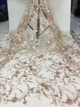 

High Quality African French Lace Fabric Latest Nigerian Lace Fabric Sequin Embroidery Organza Lace Fabric For Wedding