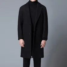 Зимнее Мужское пальто, зимнее Новое мужское шерстяное пальто, повседневное длинное пальто, Мужская тонкая черная ветровка, много размеров M-XXXL