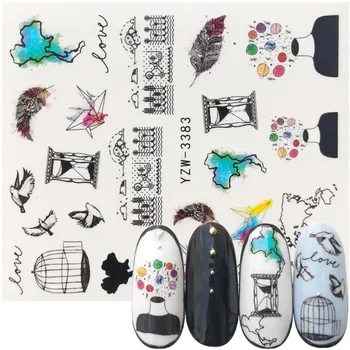 

1 Sheet Balloon Feather Bird Funnel Water Decal Nail Art Transfer Sticker for Nail Art Tattoo Decoration