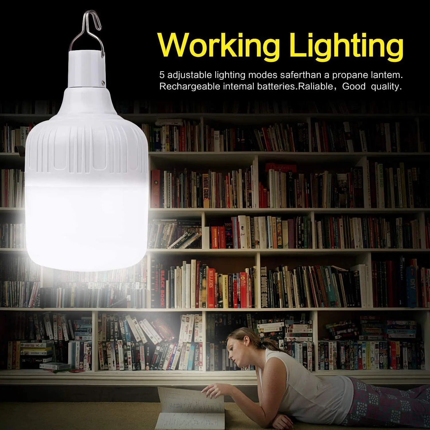 Camping Light Portable Lanterns Camping Lamp Camping Lantern Dimmable LED Light Bulb USB Rechargeable Hanging Tent Light Portable Emergency