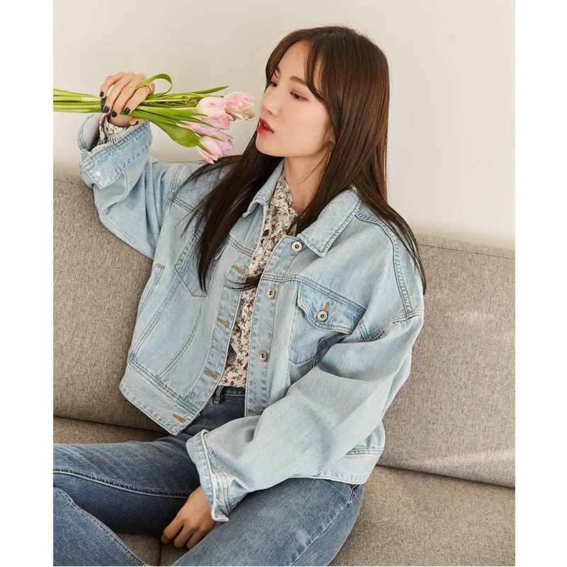 

LADY'S Denim Jacket Women's Korean-style Loose-Fit Spring New Style Students Retro BF Style Cowboy Clothing Jacket