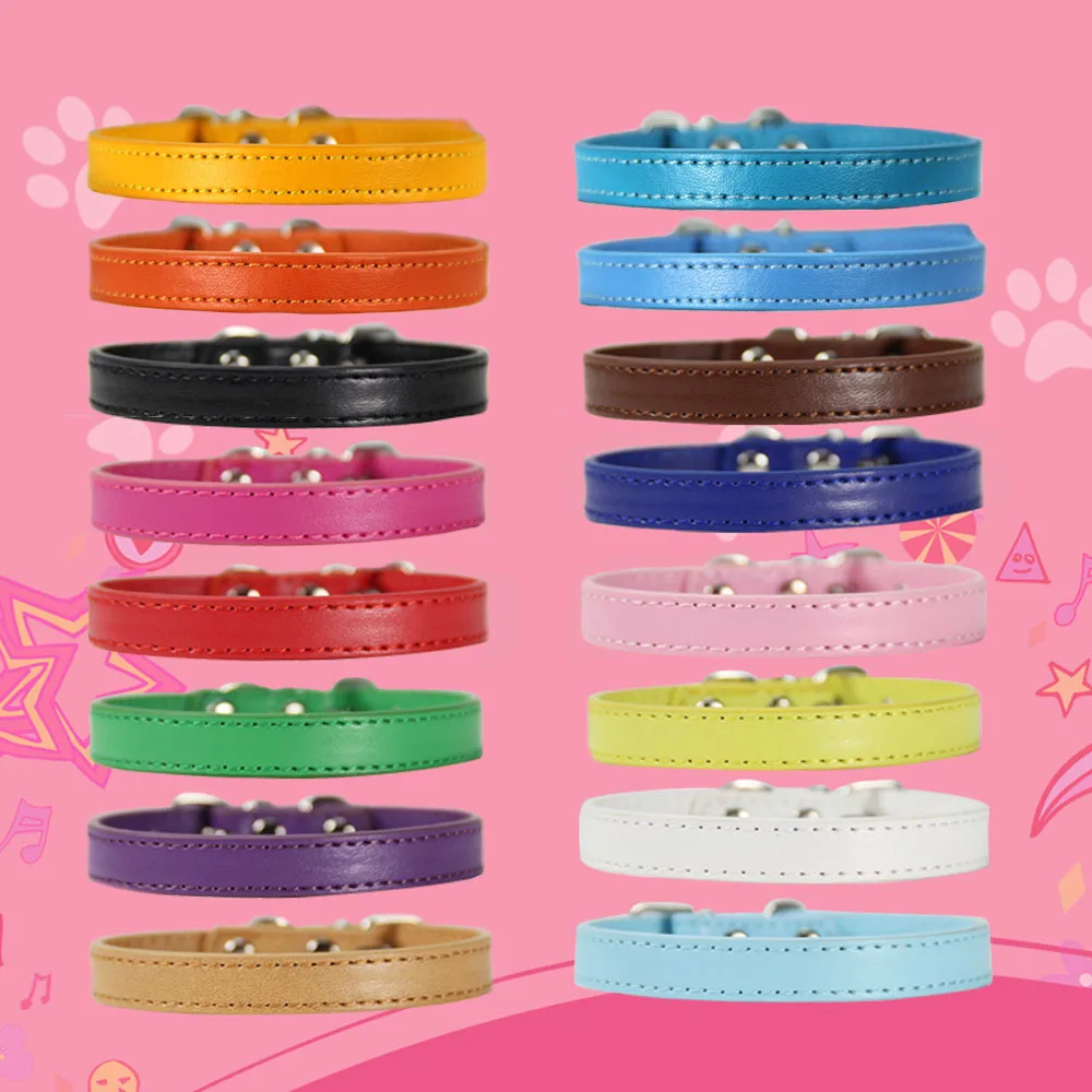

Pet Dog Collar Simple PU Adjustable Dogs Cats Collar Control Handle Training Pet Puppy Kitten Collar Pet Supplies Products