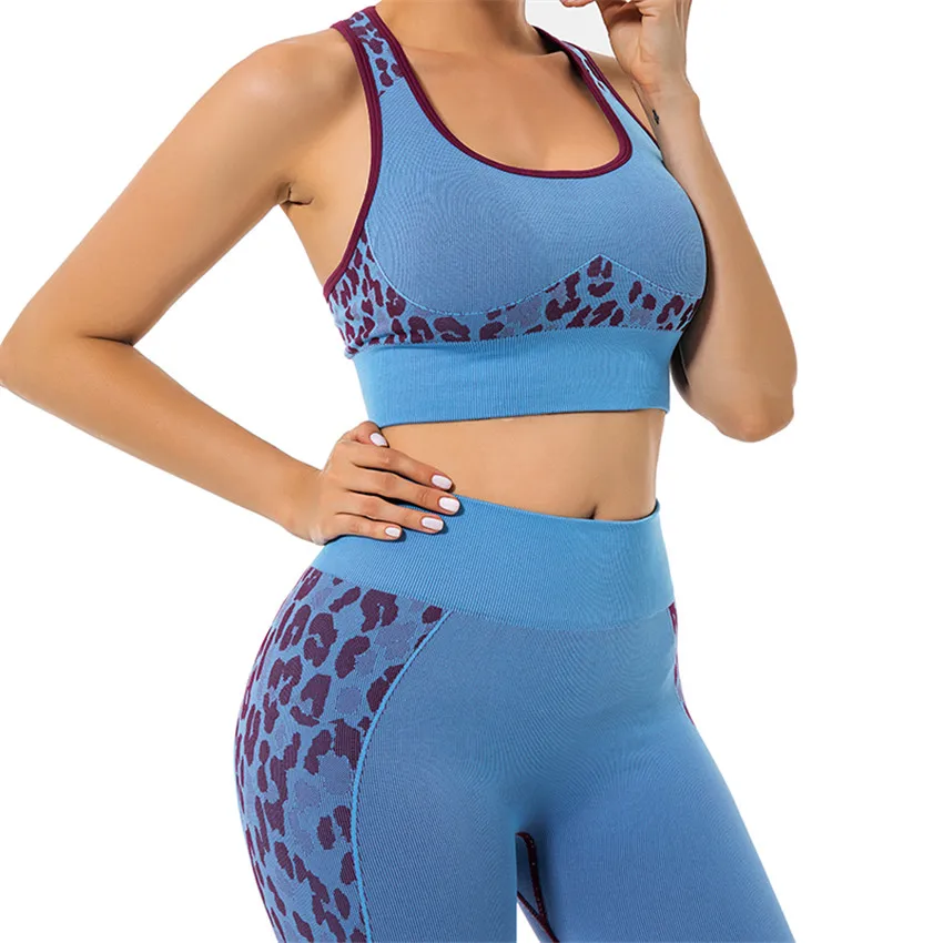 Леопардовый спортивный комплект пуш-ап для йоги, спортивный костюм для фитнеса, женский спортивный костюм для бега, тренировочный комплект для бега, бесшовный бюстгальтер+ леггинсы, комплект для йоги