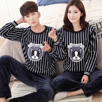 

XIZOU New Men pyjama Sets autumn Plaid pants Couple pajamas Long sleeve pijama for male clothing Flannel casual sleepwear
