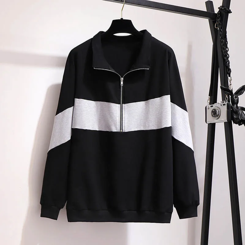 Осенне-зимние свитшоты размера плюс Бюст 150 см 6XL 7XL 8XL 9XL 10XL кофты черного и серого цветов