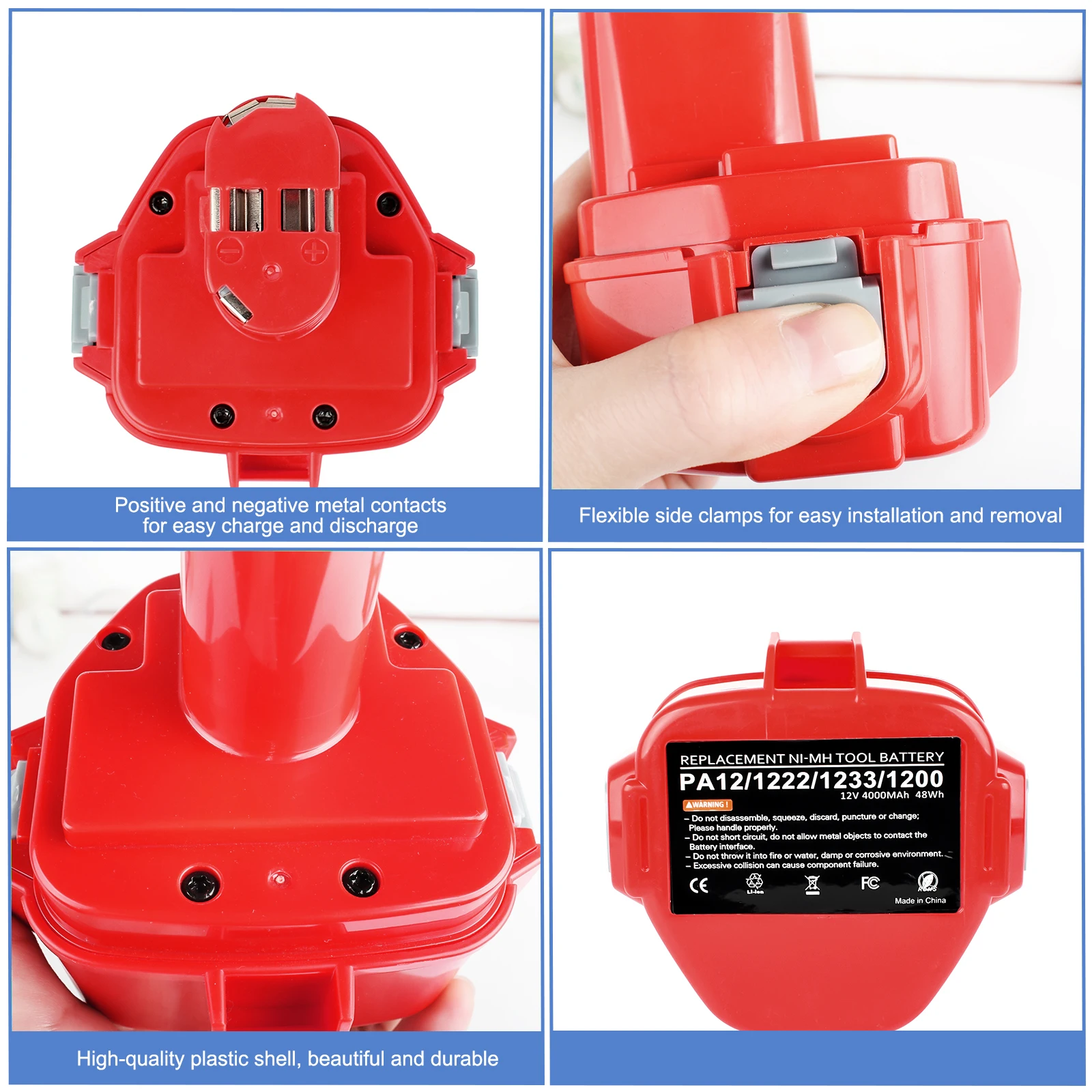 2 Pièces 1222 Batterie Pour 12V Batterie Avec Chargeur 4,0Ah NI-Mh Batterie De Remplacement Pour 1220 1222 PA12 1233S 1234 1233 1235 1235B 1235F 192696-2 192698-8 192698-A 193138-9
