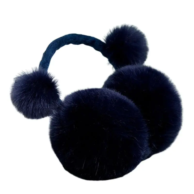 Детские зимние милые наушники с помпоном, складные однотонные наушники для ушей, теплая повязка на голову