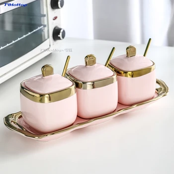 

3 Set Nordic Ceramic Seasoning Bottle Household Kitchen Salt Bottle Seasoning Bottle Sugar Bottle Spice Kitchen
