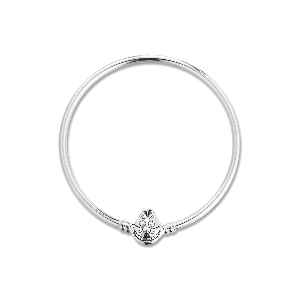 

Silver Cat Clasp Moments Bangle Authentic 925 Sterling Silver Bracelets Bangles Women Jewelry DIY Making Pulseras Berloques