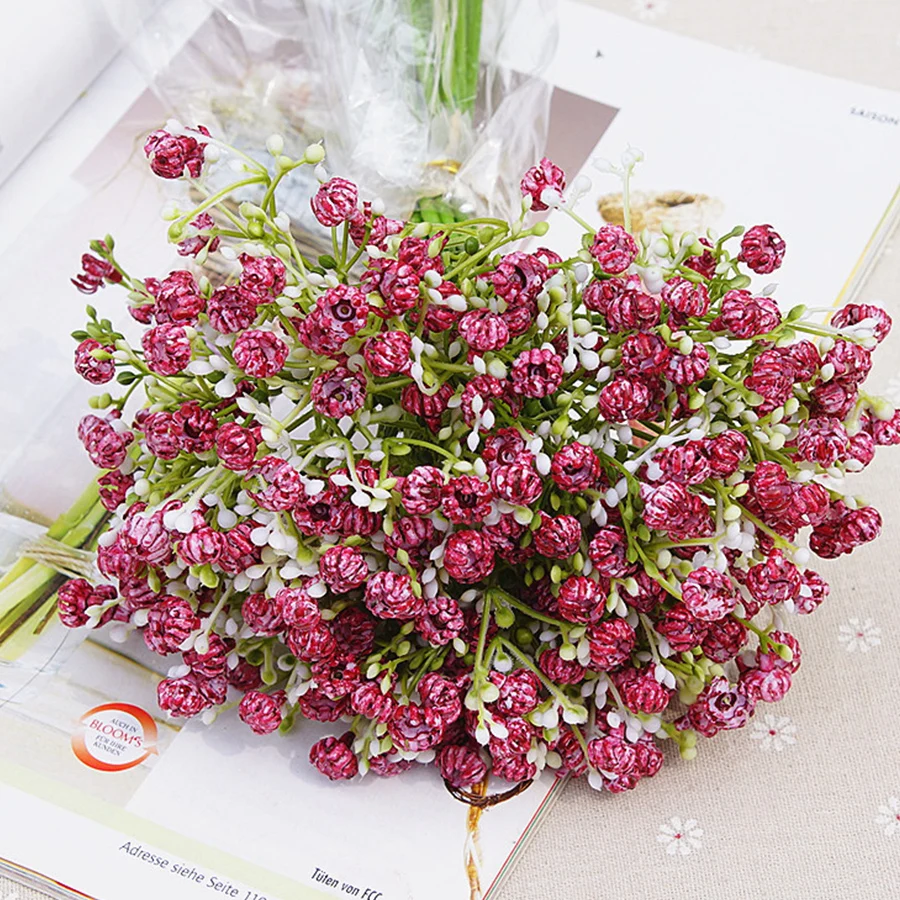 Red Гипсофилы пластиковые цветы искусственные 12 шт. DIY Свадебный Цветочный букет свадебная композиция домашний обеденный стол Декор детское дыхание - Цвет: Red