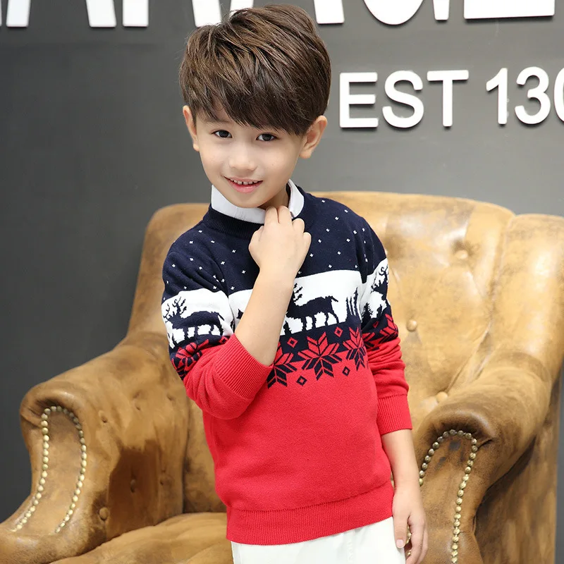 Autumn Winter Christmas Sweater Baby Boys and Girl Children O-Neck Print Knitted Sweater Kid Pullover Cartoon Teenager Sweater Autumn Winter Christmas Sweater Baby Boys and Girl Children O-Neck Print Knitted Sweater Kid Pullover Cartoon Teenager Sweater