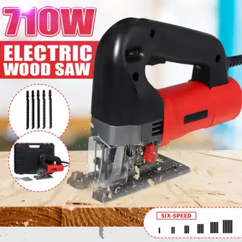 

Household 710W Jig Saw 6 Variable Speed Electric Saw W/5 Blade~ Multifunctional Jigsaw Electric Saws for Woodworking Power Tool