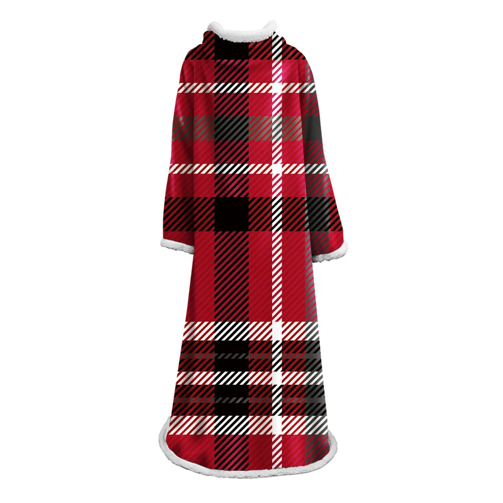 

Striped Print Blanket Modern Minimalist Style Comfortable Soft Polyester Fabric Home Bedding Blanket With Sleeve