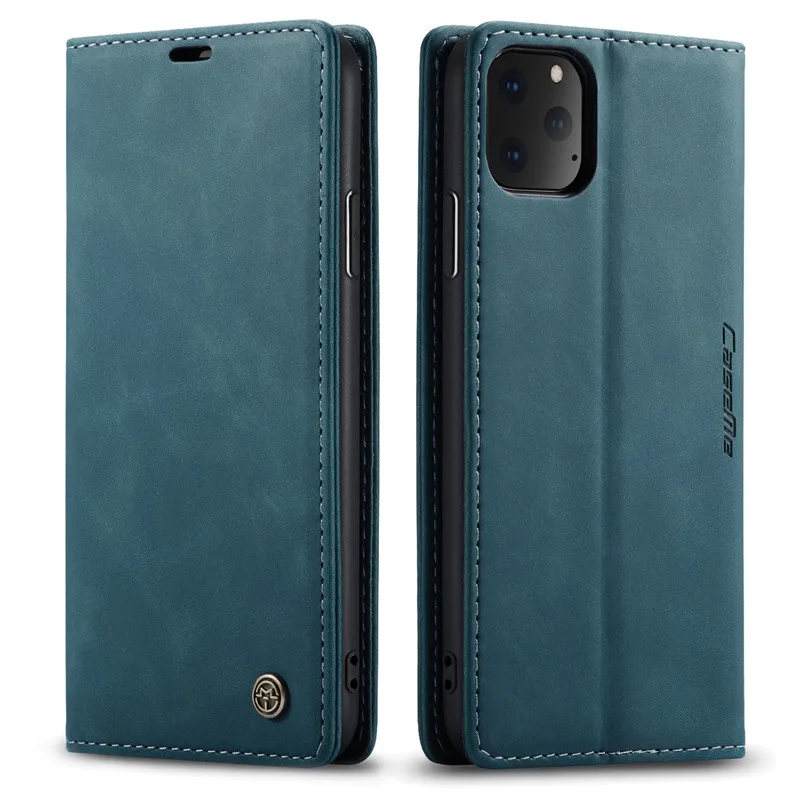 Синий CaseMe дизайнерский винтажный кожаный чехол для телефона для iPhone 11 Pro Max, кошелек, откидная подставка, чехол для карт, для iPhone 6, 6 S, 7, 8 Plus, X, XR, XS Max - Цвет: Синий