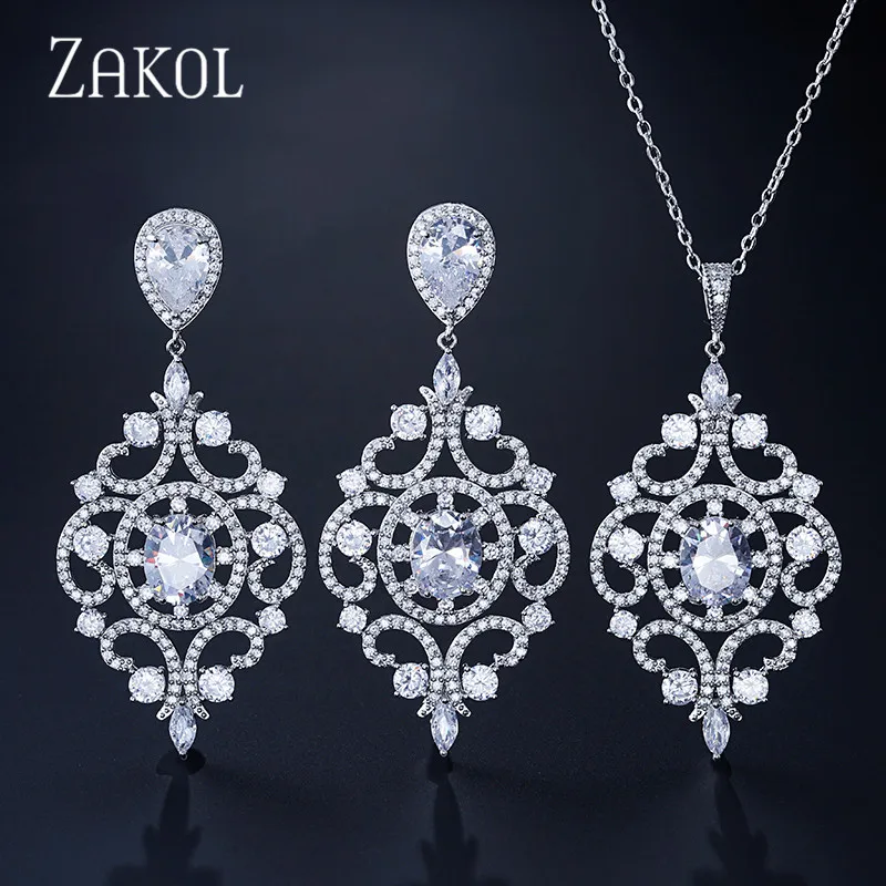 ZAKOL модные элегантные AAA + кубический цирконий Хрустальная люстра свадебные