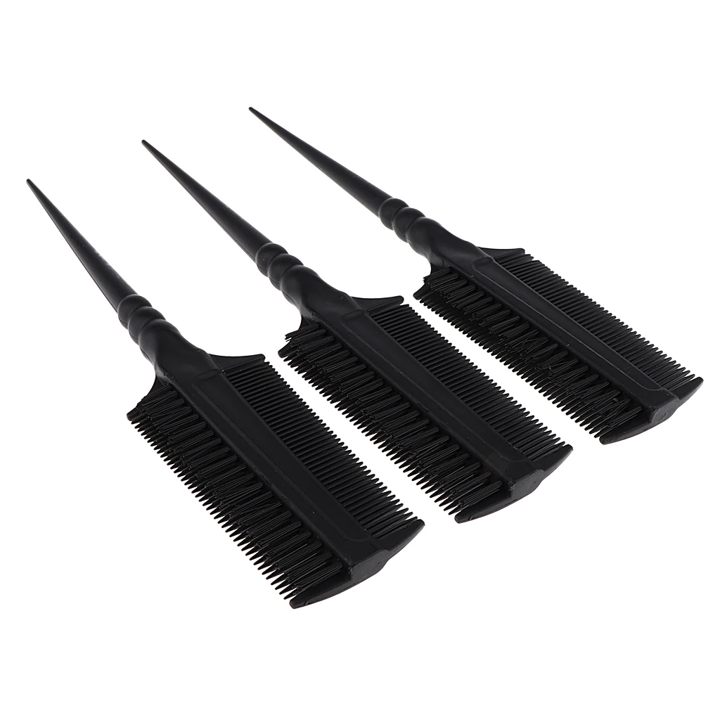3pcs 2 Type Tooth - 3 Ways Salon Dye Comb Brush Hair Dyeing Tinting Comb Styling Tool Hairdressing