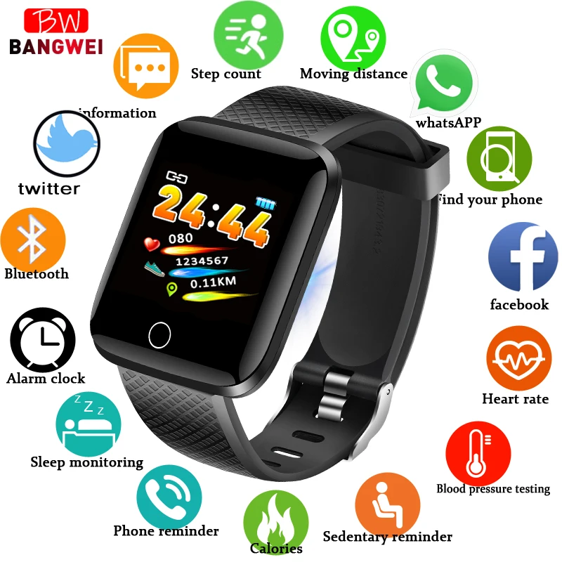 

LIGE Sport Smart Bracelet Fitness Tracker Pedometer Heart Rate Monitor Blood Pressure Oxygen LED Color Touch Screen Smart watch