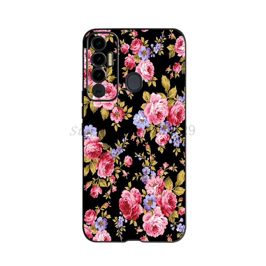 Floral Soft Silicone Black TPU Phone Case