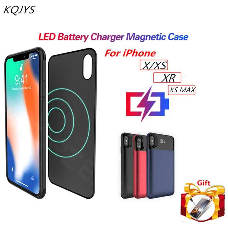 

KQJYS Magnetic Battery Charger Cases for iPhone XR Xs MAX Portable Power Bank Charging Cover for iPhone X Xs Battery Case