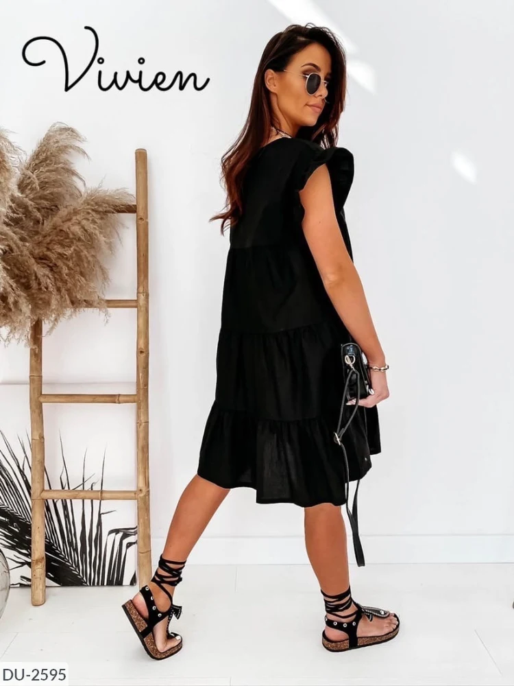 YUNZE 2020 Summer Dress Women Ruffles Short Sleeves A-line Multi-layer Ruffles Hem Cute Casual Dresses Mini Party Vestidos