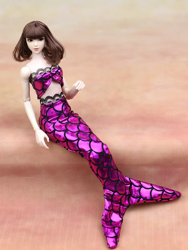 Handmade Dolls Party Dress Gown Skirt Fashion Clothes For Barbie Doll Genuine Mermaid Tail Dress Baby Toy 14