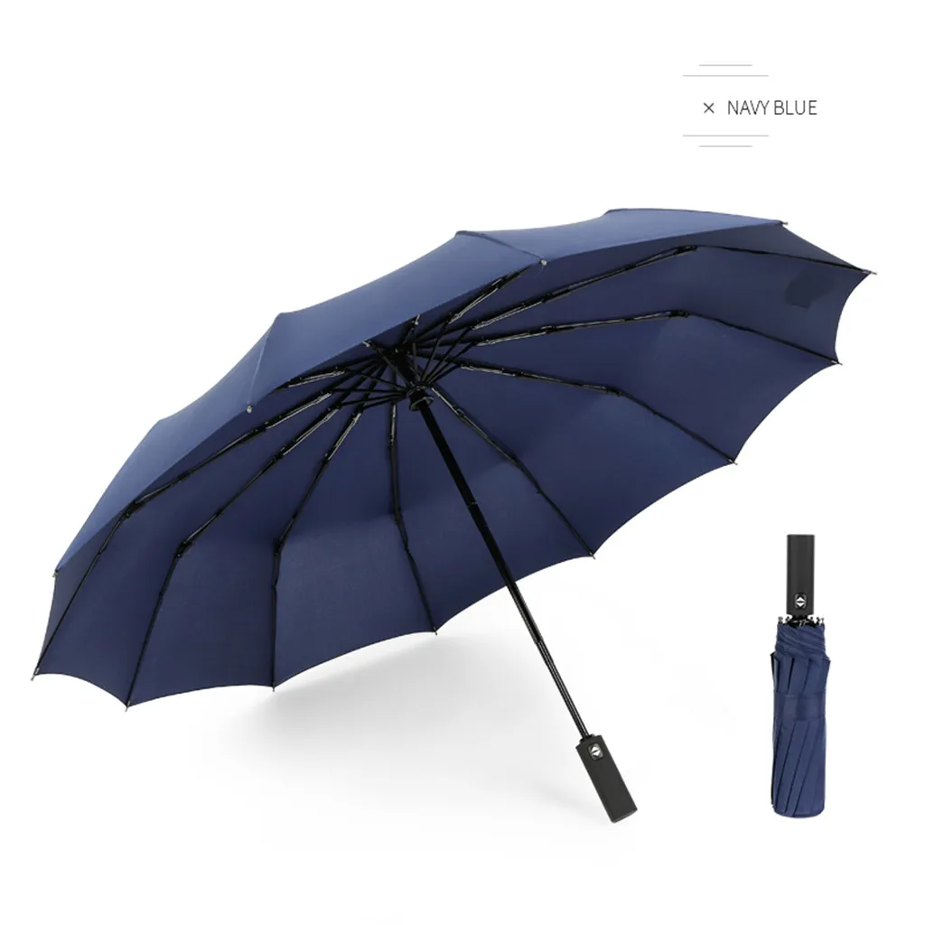 

12 Bone Automatic Folding Umbrella Female Male Car Luxury Large Windproof Umbrella Umbrella Men Rain Black Paint Paraguas Y1
