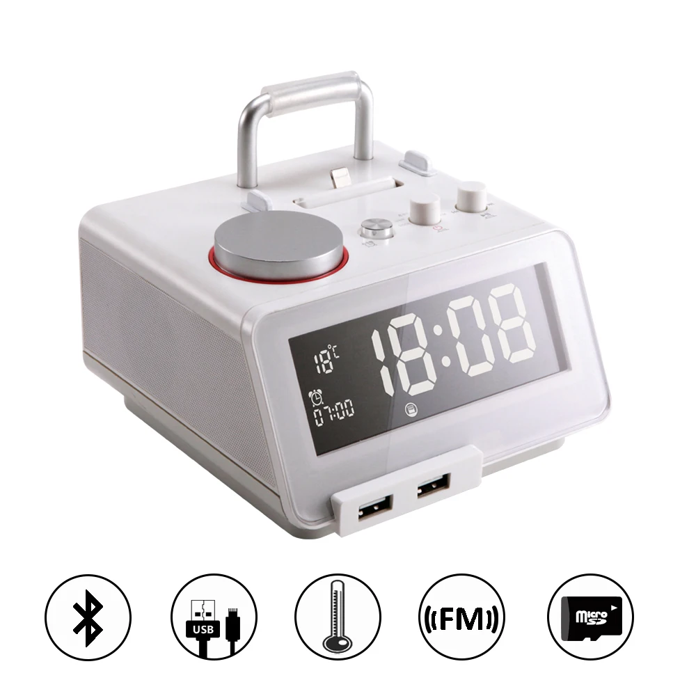 

Homtime Bluetooth speaker with radio USB speakers alarm clock wireless speaker docking charger for iphone ipad ipod