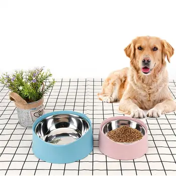 

Stainless Steel Dog Cat Bowls New Pet Feeder Feeding Food Water Bowl Puppy Outdoor Food Dish Anti-overflow Pet Tableware