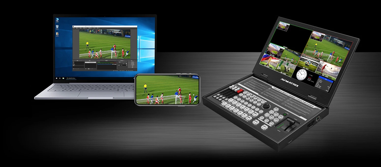 Commutateur AV Matrice AVMATRIX PVS0615U 15.6" 6 Canaux Avec USB Capture T-Bar