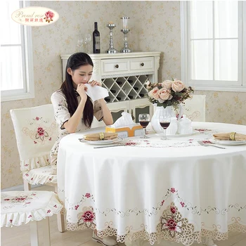 

Proud Rose High-grade Embroidery Round Table Cloth Modern Household Round Tablecloth Chair Cushion Wedding supplies Table Cover