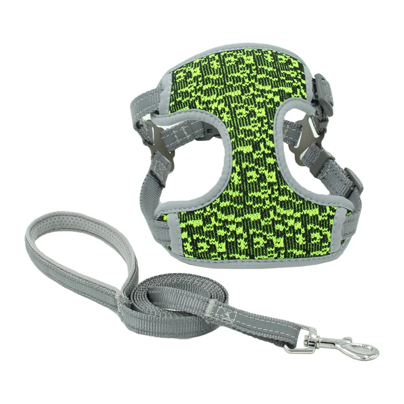 

The Latest Pet Chest Strap Dog Collar with Leash Set Reflective 1.2m Leash Dog Accessories Cat Collar Mesh Vest Dog Harness