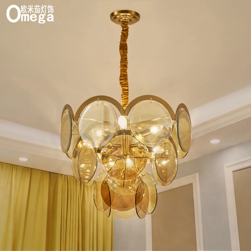 Postmodern creative brown glass chandelier Nordic living room bedroom designer art cafe restaurant lighting