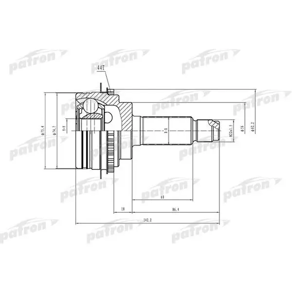 ШРУС наружный с кольцом ABS 27x56x30 ABS:44T SUBARU IMPREZA G11