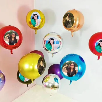 

Helium support 22inch 4D round foil balloons customize photo /picture print wedding decoration birthday party supplies 10pcs/lot