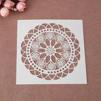 

130*130mm Round Flower Print Mold Food Grade Plastic Coffee Cake Stencil Fondant Buttercream Spray Mold Decor High Quality Safe