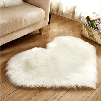 

Artificial Wool Fur Sheepskin Hairy Mat Love Heart Rugs Shaggy Carpet Faux Fluffy Mats Carpet For Living Room Home Decoration