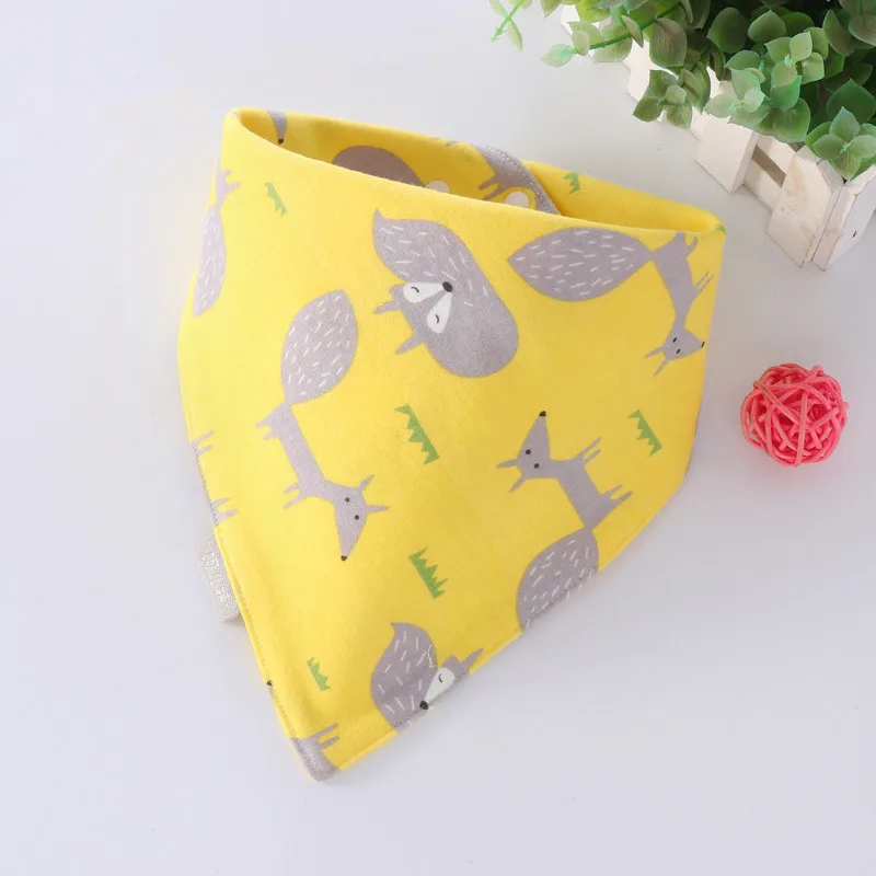 Baby Bibs Triangle Double Cotton Bibs Cartoon Print Saliva Towel Baby Boys Girls Feeding Apron Cotton Bandana Bibs Burp Cloths