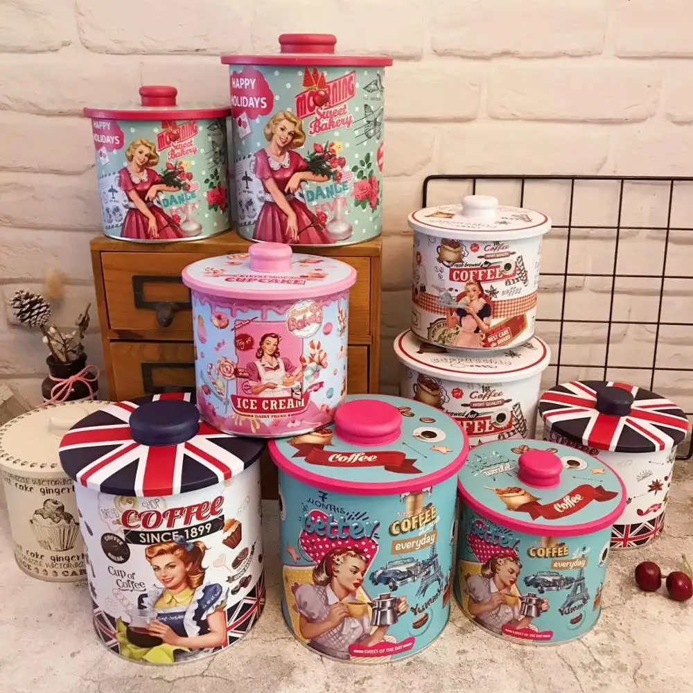 2 шт./компл. американский стиль круглая железная коробка для хранения органайзер