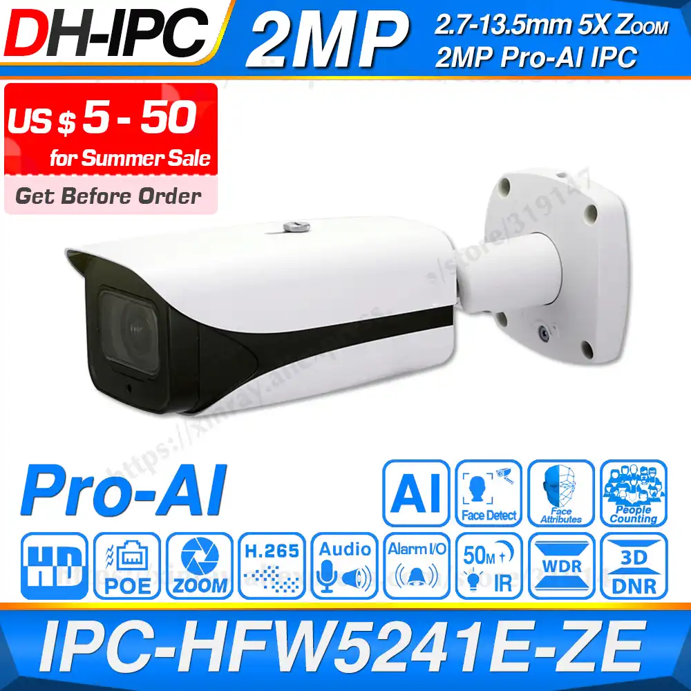Dahua Original Ipc Hfw5241e Ze Ipc Hfw5241e Z12e Pro Ai 5x 12x Zoom Poe Sd Slot Alarm Aduio I O H 265 Ip67 Ik10 50m Ir Ip Camera Dahua 4mp Ip Cameranetwork Camera Aliexpress