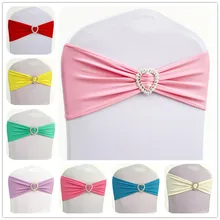 100 шт эластичные ленты для стульев из лайкры и спандекса с роскошной пряжкой в виде сердца эластичные банты для банкета свадебное украшение для гостиницы
