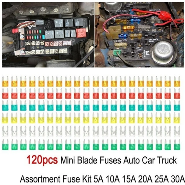 120 Pc Mini Größe Klinge Typ Auto Sicherung Sortiment 5/10/15/20