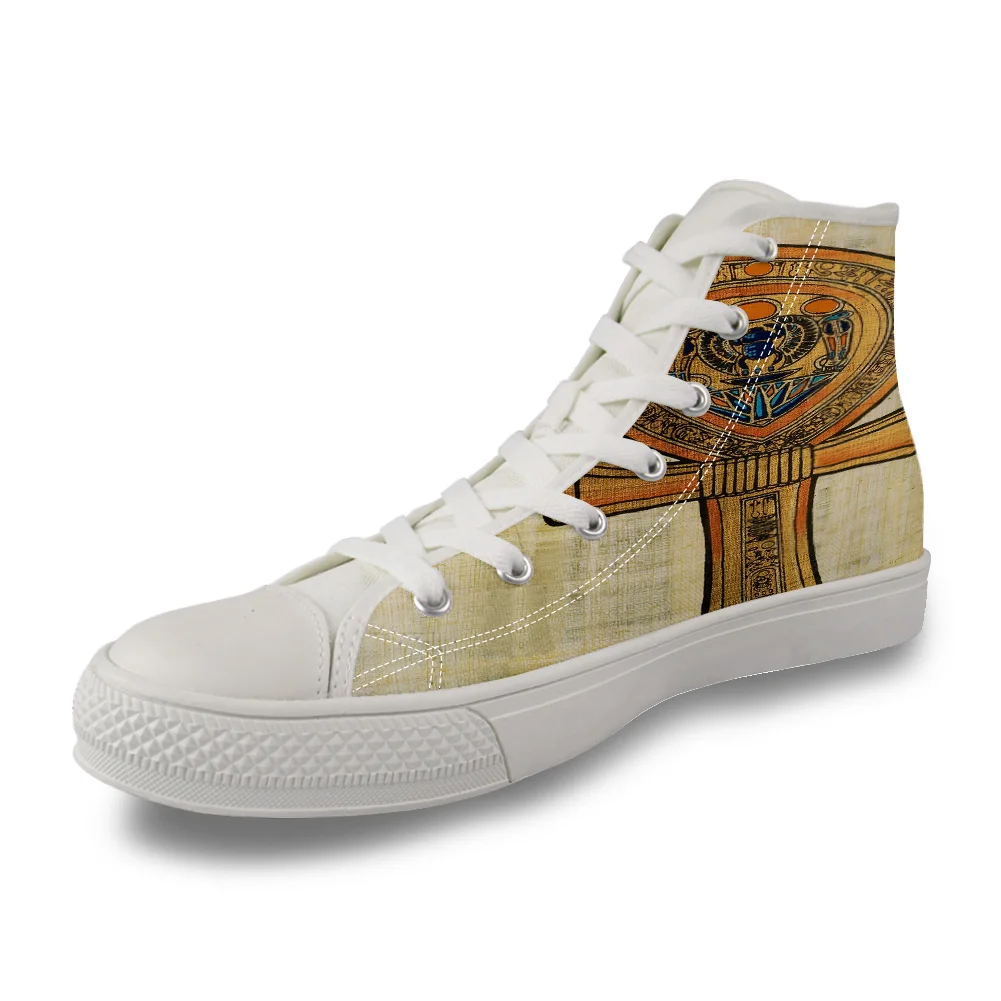 

Egypt Retro High Top White Canvas Vulcanized Breathable Shoes