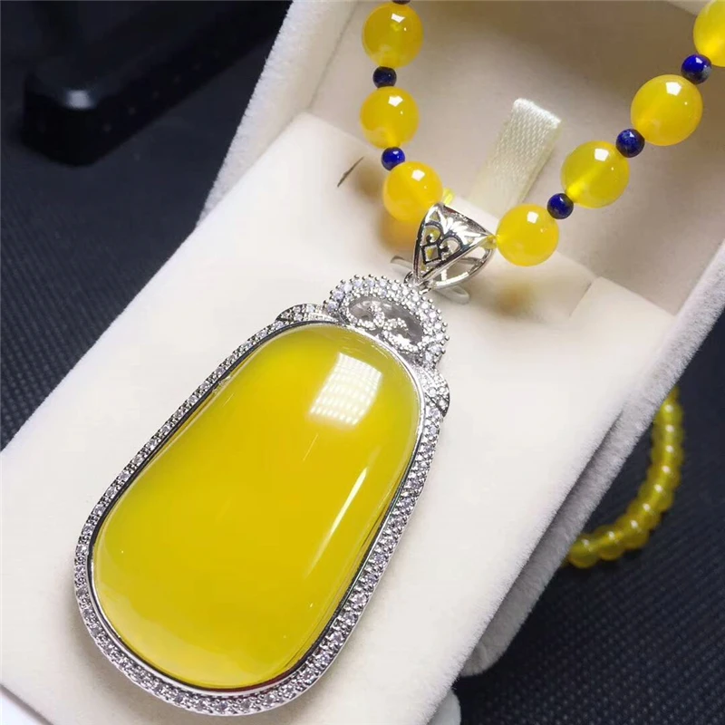 LETSFUN Fine Jewelry 925 Серебряный инкрустированный натуральный халцедон благородный кулон ожерелье свитер цепь Подарки